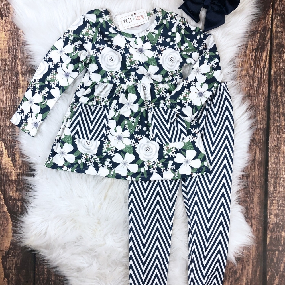 Pete+Lucy Girl Floral/Zebra Pang Set